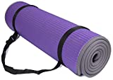 BalanceFrom All-Purpose 2/5-Inch (10mm) Extra Thick High Density Anti-Slip Exercise Pilates Yoga Mat with Carrying Strap Purple
