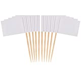 JAVD 100 Pcs (White) Blank Toothpick Flags, Cheese Markers White Flags Small Mini Stick Cupcake Toppers Blank Toothpick Flags