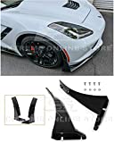 for 2014-2019 Chevrolet Corvette C7 | Z06 Stage 3 Style Front Bumper Lower Splitter Side Extension Winglets (ABS Plastic - Carbon Flash Metallic)