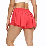 Flowy Red Skirt for Women Gym Athletic Shorts Workout Running Tennis Skater Golf Cute Skort High Waisted Pleated Mini Outfits (S, Red)