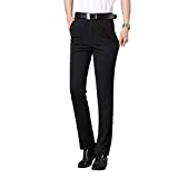 Men's Ice Silk Suit Pants,High Stretch Men's Classic Pants Thin Trousers Casual High Waist Trousers Stretch Khaki Classic Fit Expandable Waist Flat Front Pant (Black,34)