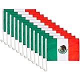 Okuna Outpost Mexico Car Flags with Window Mount Clip for Cinco de Mayo (12 x 17 in, 12 Pack)
