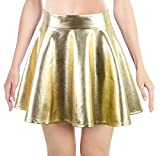 Simplicity Womens Metallic Ballet Dance Flared Skater Skirt Fancy Dress, 31 Waist/17 Length, Golden