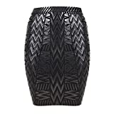 BEAUKEY Leather Metallic High Waist Bandage Skirt (M, Black)