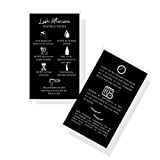 Lash Extension Aftercare Instructions Cards | 50 Pack | Double Sided Size 3.5 x 2" inches After Care (2-3 Week Fillers) | Black with White Design