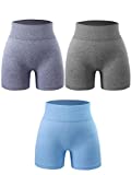 3 Piece Workout Sets for Women Yoga Shorts Workout Athletic Seamless High Wasit Gym Leggings (M-ashlanhui)