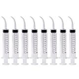 Dental Irrigation Syringe with Curved Tip - 8 Pack Disposable 12cc Tonsil Stone Squirt Mouthwash Cleaner, Pet Feeding Syringe for Birds Dogs (with Measurement) 