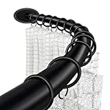 TONIAL Curved Shower Curtain Rod, 42 to 72 Inches(3.5-6 ft), Black, Anti-Rust Wall-Mounted Arched Shower Rod for Bathroom, Need to Drill