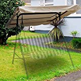 Flexzion Porch Swing Canopy Replacement Patio Swing Cover, Beige 66" X 45" 2 Seat Bench Glider Swings Shade Top Fabric UV Weather Waterproof for Outdoor Garden Patio Yard Park Porch Seat Furniture