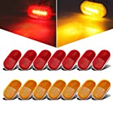 Partsam 14Pcs 4 Inch Rectangle Trailer RV 6 LED Side Marker Clearence Lights w Reflex Lens [DOT Certified] Sealed Waterproof Running Light for Truck Camper Motorhome, Surface Mount, 12V (7Amber+7Red)