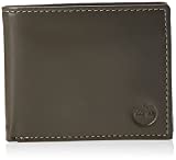 Timberland Men's Leather Wallet with Attached Flip Pocket, Charcoal (Cloudy), One Size