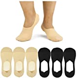 Women No Show Socks Low Cut Liner Socks Ice Silk Nonslip Socks Invisible Thin Socks 6 Pairs (3Beige3black)