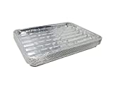 Pack of 25 Disposable Aluminum Broiler Pans  Good for BBQ, Grill Trays  Multi-Pack of Durable Aluminum Sheet Pans  Ribbed Bottom Surface - 13.40" x 9" x 0.85"