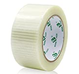 Transparent Bi-Directional Filament Strapping Tape, 6.7 Mil x 2 Inch x 30yds, Fiberglass Reinforced Tape, BOMEI PACK