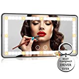 Inpher Car Vanity Mirror, Car Mirror Visor with Light, Makeup Mirror for Car Visor Rechargeable USB Universal 3 Light Modes & 60 Adjustable LED