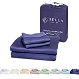 Bella Coterie Luxury King Bed Sheet Set | 100% Organically Grown Bamboo Viscose | Ultra Soft and Cooling Better Than Cotton or Silk | 2 Pillowcases, Flat, and Extra Deep Fitted Sheet [Twilight Blue]
