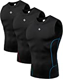 Milin Naco Men's Compression Shirts Sleeveless Athletic Workout Base Layer Tank Tops Running Gym Bodybuilding Fitness Sports Cool Dry T-Shirt Pack 3, 2 or 1