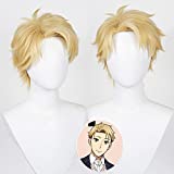 Uniquebe SPY X FAMILY Cosplay Wig Loid Forger Twilight Anime Wig, Short Spiky Layered Blonde Synthetic Hair Wig + Wig Cap for Halloween Costume Party (Forger Loid Twilight)