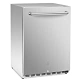 Outdoor Refrigerator 24'' Built-in/ Freestanding Compressor Beverage Fridge Refrigerator for Home and Commercial Use, Indoor and Outdoor Under counter Fridge in Stainless Steel with 3 removable coated shelves, Digital Display Refrigerators