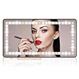 Car Sun Visor Vanity Mirror, Rechargeable Makeup Mirror with 3 Light Modes & 60 LEDs - Dimmable Clip-on Rear View Sun-Shading Cosmetic Mirror with Touch on Screen, Universal for Car Truck SUV (Black)