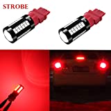 Alla Lighting 2800lm 3156 3157 LED Strobe Brake Lights Bulbs, Pure Red Xtreme Super Bright T25 Wedge 5730 33-SMD 12V Flashing Stop Lamps 3057 3457 4157 4057 3056 3057K 4057KX 3157LL