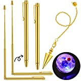 4 Pcs Ghost Hunting Dowsing Rods Copper Set Pen Shaped Gold Spirit Rods Water Divining Rods with Paranormal Dowsing Pendulum LED Light up Cat Ball for Ghost Hunting Party Detect Gold Water Treasure