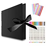 EVNEED 11.5 x 8.5 Inch Scrapbook Photo Album,Wedding Guest Book Anniversary Memory Scrapbooking,Wedding Photo Album with DIY Accessories Kit for Craft Paper DIY Gifts,Christmas Gift,80 Pages (40 Sheets),Black