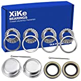 XiKe 2 Set Fits for 1-1/16'' Axles Trailer Wheel Hub Bearings Kit, L44649/L44610 and 12192TB Seal OD 1.980'', Dust Cover and Cotter Pin, Rotary Quiet High Speed and Durable.