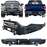 Vijay Front and Rear Bumper with Winch Plate and LED Lights compatible with 2013-2018 RAM 1500(Exclude Rebel)