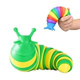 2 Pack Fidget Slug Toy,3D Articulated Sensory Toys,Fidget Toys for Adults,Relief Anti-Anxiety Slug Fidget Toy,Stress-Relief Toys for Kids and Adults (Green+Blue)