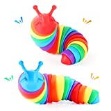 Fidget Slug Toy, 2 Pack 3D Articulated Sticky Stretch Sensory Toys, Flexible Decompression Slug for Relaxing for Adults Kids Autistic (Colorful)