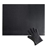 Uperla Premium Under Grill Mat - Matte Black Finish - 3mm Thick Outdoor Protection - Comes with Heat Resistant BBQ Glove - 36 x 48 inches - for Flat Tops, Smokers and Gas Grills