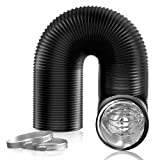 Hon&Guan 5 inch Air Duct - 16 FT Long, Black Flexible Ducting HVAC Ventilation Air Hose for Grow Tents, Dryer Rooms,Kitchen