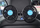 12 Volt Car Fan for Back Seat Passenger, Portable Car Seat Fan Headrest 360 Rotatable Backseat Cooling Air Fan with 2 USB Charging Port & Cigarette Lighter Plug for Vehicles, SUV, RV, Boat