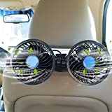 Car Fans, 12V Car Cooling Fan with 360 Rotatable Dual Head Stepless Speed Regulation Rear Seat Air Fan for Sedan SUV RV Boat