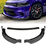 Q1-Tech Front Bumper Lip fit for compatible with 2015-2021 Dodge Charger SRT, Front Bumper Lip Spoiler Air Chin Body Kit Splitter Painted Carbon Fiber Style ABS