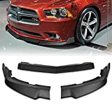 Q1-Tech Front Bumper Lip fit for compatible with 2011 2012 2013 2014 Dodge Charger, Front Bumper Lip Spoiler Air Chin Body Kit Splitter Unpainted Matt Black ABS, (STP-Style)