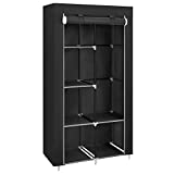 SONGMICS 34 Inch DIY Closet Organizer Portable Wardrobe with Non-Woven Fabric, Multiple Ways to Assemble Meets Different Needs, Black URYG84BK