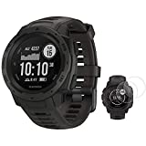 Garmin Instinct Rugged Outdoor Watch with GPS and Heart Rate Monitoring Graphite (010-02064-00) with Deco Essentials 2-Pack Screen Protector Instinct