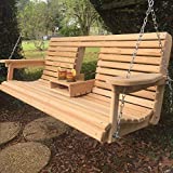 5 Ft Cypress Porch Swing with Flip Down Console Cup Holders & Unique Adjustable Seating Angle - Handmade in Louisiana