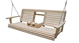 Ecommersify Flip Cup Holder Console Rot-resistant Cypress Eternal Wood Lumber Roll Back Porch Swing, 5-Feet