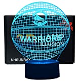 3D Illusion Night Light LED Desk Table Lamp 7 Color Touch Lamp Art Sculpture Lights Birthday Gift for Kids Bedroom Decor (NBA Warriors)