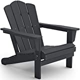 KINGYES Folding Adirondack Chair, HDPE All-Weather Folding Adirondack Chair, Grey