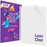 Waterslide Decal Paper For Laser Printer - Clear Transparent - 20 Sheets - Printable Water Transfer Paper - Standard Letter Size 8.5"x11"