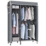 VIPEK V2C Wire Garment Rack Covered Clothes Rack with 3 Hanging Rods, Black Clothing Rack with Gray Oxford Fabric Cover, Heavy Duty Metal Closet Rack Freestanding Wardrobe Closet, Max Load 650LBS