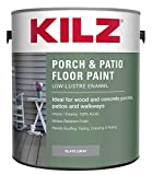 KILZ Low-Lustre Enamel Porch & Patio Latex Floor Paint, Interior/Exterior, Slate Gray, 1 Gallon