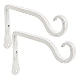 BOLITE 18032 Hanging Plant Brackets, 6 Inch Plant Hooks, Decorative Wall Plant Hanger for Hanging Bird Feeders, Planters, Lanterns, Wind Chimes, Indoor & Outdoor Home Decors, 2 Pack, Retro White