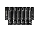 SATA 13-Piece 1/2-Inch Drive Deep Thin-wall Impact Socket Set, Metric Sizes, made from Chrome Molybdenum - ST34398T