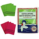 Exfoliating Towel 8 pcs Asian Exfoliating Bath Washcloth - Red 4 Green 4 Small Size Korean