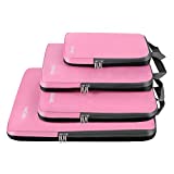 Bagail 4 Set/6 Set Compression Packing Cubes Travel Expandable Packing Organizers(Pink,4 Set)